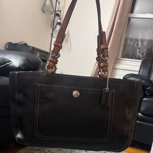 New discounted price $85.00 Coach Black and Brown Leather Tote